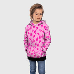 Толстовка-худи детская Барби паттерн розовый, цвет: 3D-черный — фото 2