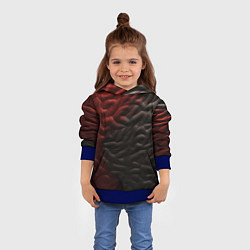 Толстовка-худи детская Красно черная волнистая текстура, цвет: 3D-синий — фото 2