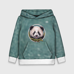 Толстовка-худи детская Милая мордочка панды с бамбуком, цвет: 3D-белый