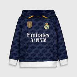 Толстовка-худи детская ФК Реал Мадрид форма 2324 гостевая, цвет: 3D-белый
