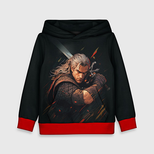 Детская толстовка Ведьмак Геральт - персонаж / 3D-Красный – фото 1