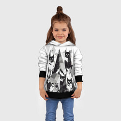 Толстовка-худи детская Абстрактные коты, цвет: 3D-черный — фото 2