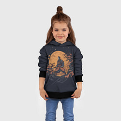 Толстовка-худи детская Самурай с катаной на рассвете, цвет: 3D-черный — фото 2
