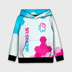 Толстовка-худи детская Among Us neon gradient style: надпись, символ, цвет: 3D-черный
