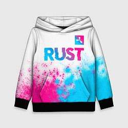 Толстовка-худи детская Rust neon gradient style: символ сверху, цвет: 3D-черный