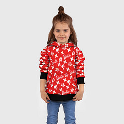 Толстовка-худи детская Барби паттерн красный, цвет: 3D-черный — фото 2