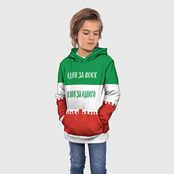 Толстовка-худи детская Один за всех и все за одного - лозунг, цвет: 3D-белый — фото 2