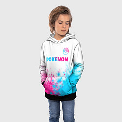 Толстовка-худи детская Pokemon neon gradient style: символ сверху, цвет: 3D-черный — фото 2