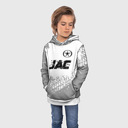 Толстовка-худи детская JAC speed на светлом фоне со следами шин: символ с, цвет: 3D-белый — фото 2