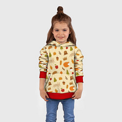 Толстовка-худи детская Паттерн - осень, цвет: 3D-красный — фото 2