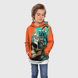 Толстовка-худи детская Art skull - irezumi - Japan, цвет: 3D-белый — фото 2