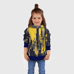 Толстовка-худи детская Большой нарисованный город, цвет: 3D-синий — фото 2