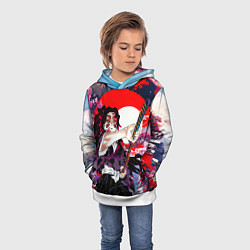 Толстовка-худи детская Кокушибо первая луна - Клинок рассекающий демонов, цвет: 3D-белый — фото 2