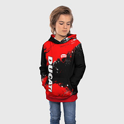 Толстовка-худи детская Ducati - красная униформа с красками, цвет: 3D-красный — фото 2
