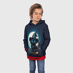 Толстовка-худи детская Кот ведьмы - Хэллоуин, цвет: 3D-красный — фото 2