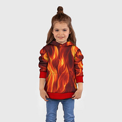 Толстовка-худи детская Пламя огня, цвет: 3D-красный — фото 2