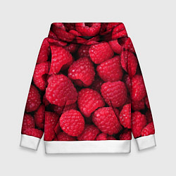 Толстовка-худи детская Малина - паттерн, цвет: 3D-белый