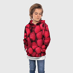 Толстовка-худи детская Малина - паттерн, цвет: 3D-белый — фото 2