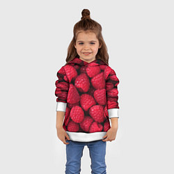 Толстовка-худи детская Малина - паттерн, цвет: 3D-белый — фото 2