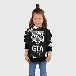 Толстовка-худи детская GTA glitch на темном фоне, цвет: 3D-черный — фото 2