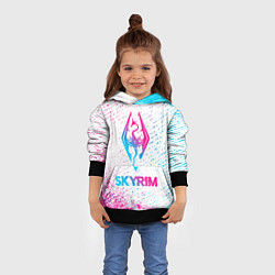 Толстовка-худи детская Skyrim neon gradient style, цвет: 3D-черный — фото 2