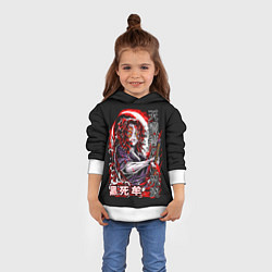 Толстовка-худи детская Кокушибо первая луна - Клинок демонов, цвет: 3D-белый — фото 2