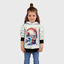 Толстовка-худи детская Красная панда на охоте, цвет: 3D-черный — фото 2