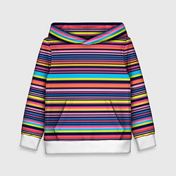 Толстовка-худи детская Яркие полоски, цвет: 3D-белый