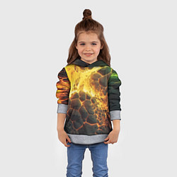 Толстовка-худи детская Разлом плит из лавы, цвет: 3D-меланж — фото 2