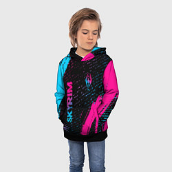 Толстовка-худи детская Skyrim - neon gradient: надпись, символ, цвет: 3D-черный — фото 2