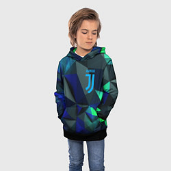 Толстовка-худи детская Juventus blue abstract logo, цвет: 3D-черный — фото 2