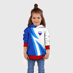 Толстовка-худи детская Флаг России в сердечке - синий, цвет: 3D-красный — фото 2