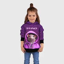 Толстовка-худи детская Крыса в толстовке - да я крыса, цвет: 3D-черный — фото 2