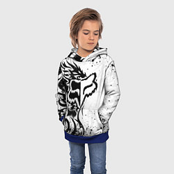 Толстовка-худи детская Fox motocross - белый дракон, цвет: 3D-синий — фото 2