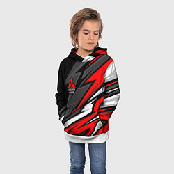 Толстовка-худи детская Митсубиси - красный спортивный, цвет: 3D-белый — фото 2