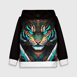 Толстовка-худи детская Тигр самурай, цвет: 3D-белый