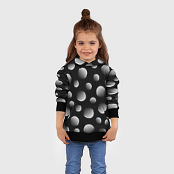 Толстовка-худи детская Шары в полоску на черном фоне, цвет: 3D-черный — фото 2