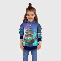 Толстовка-худи детская Сказочный парусник, цвет: 3D-синий — фото 2