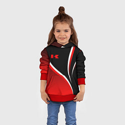 Толстовка-худи детская Кавасаки - красные волны, цвет: 3D-красный — фото 2