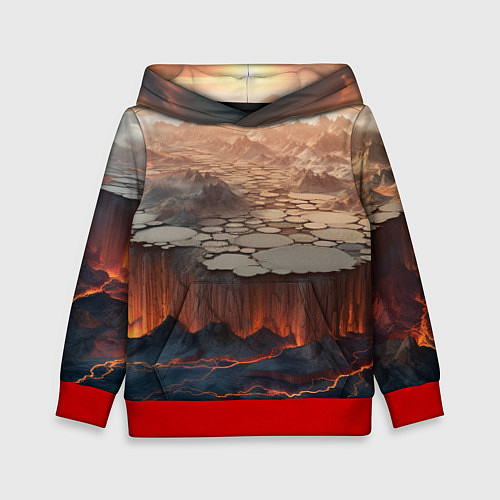 Детская толстовка Разлом земли и лавовой поверхности / 3D-Красный – фото 1