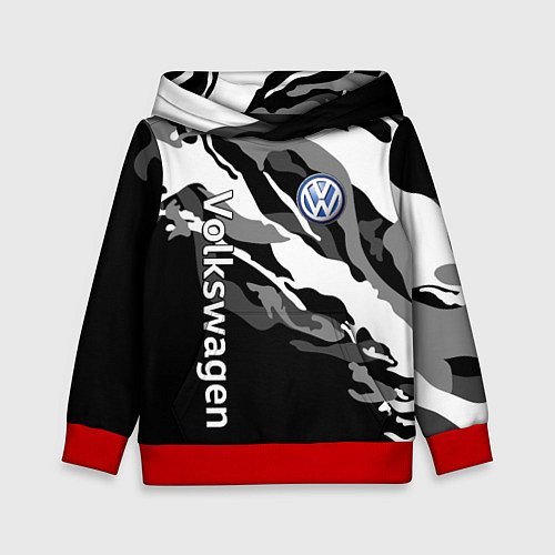 Детская толстовка Фольцваген - белый камуфляж / 3D-Красный – фото 1