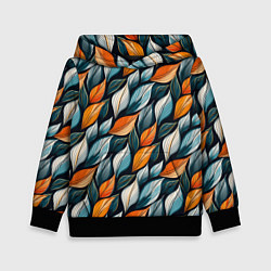 Толстовка-худи детская Узор из листьев поздняя осень, цвет: 3D-черный