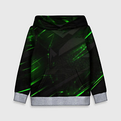 Толстовка-худи детская Dark black green abstract, цвет: 3D-меланж