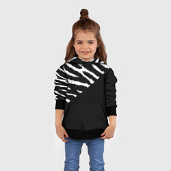 Толстовка-худи детская Полосы зебры с черным, цвет: 3D-черный — фото 2