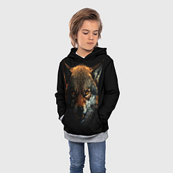 Толстовка-худи детская Оскал дикого волка, цвет: 3D-меланж — фото 2