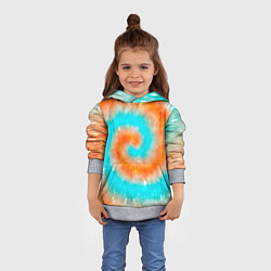 Толстовка-худи детская Тай-дай апельсин, цвет: 3D-меланж — фото 2