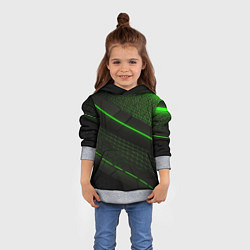 Толстовка-худи детская Зеленая абстракция со светом, цвет: 3D-меланж — фото 2
