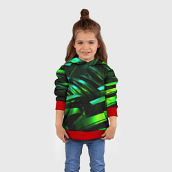 Толстовка-худи детская Dark green abstract, цвет: 3D-красный — фото 2