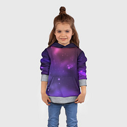 Толстовка-худи детская Разноцветный космос - неоновое свечение, цвет: 3D-меланж — фото 2