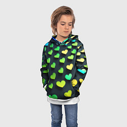Толстовка-худи детская Паттерн - сердца градиент - нейросеть, цвет: 3D-белый — фото 2